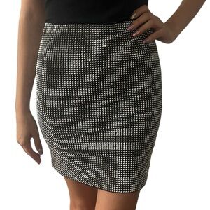 Black Silver Beaded Rhinestone Skirt